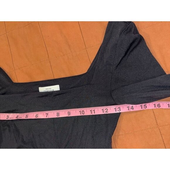 Babaton Contour Black Square Neck Long-Sleeve Bodysuit Women's Size M - Picture 6 of 9